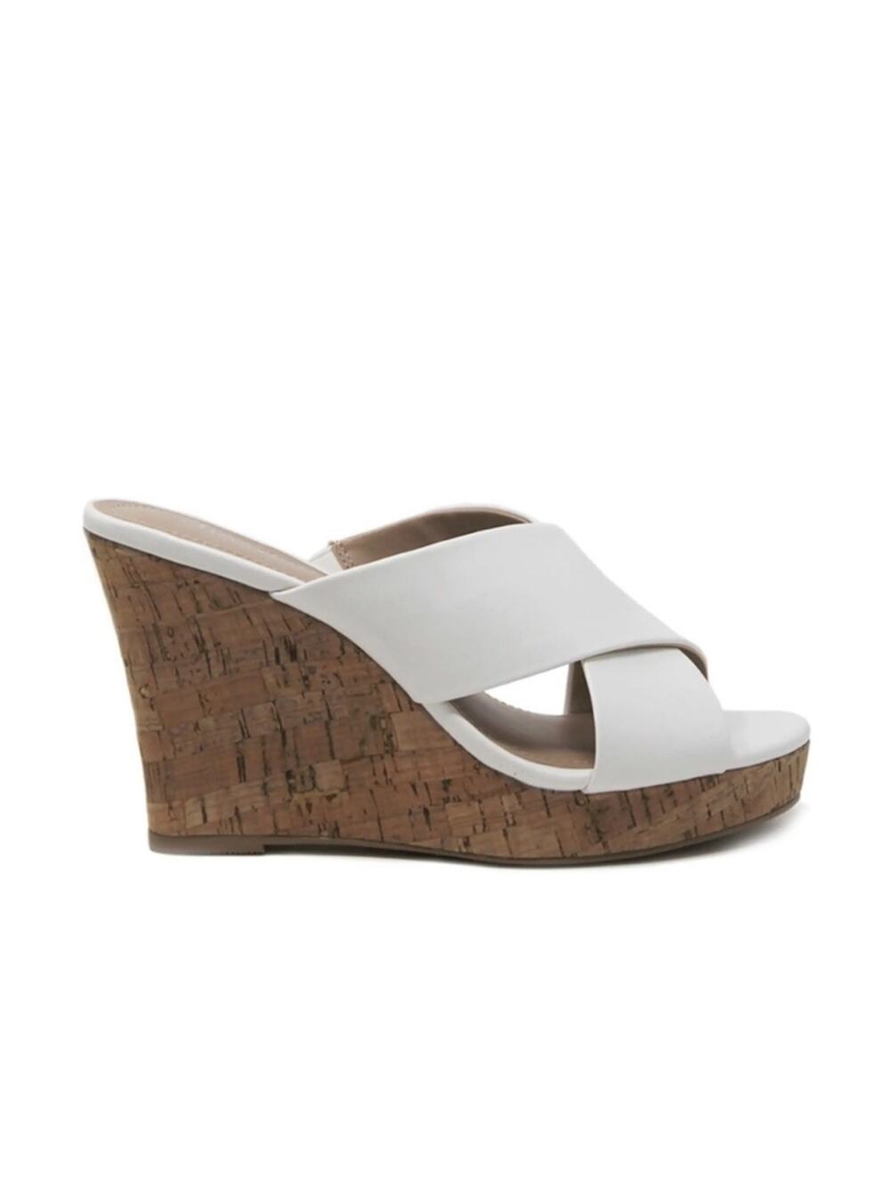 Charles By Charles David Wedge Platform White Sandal Size 11 Latrice Cork New